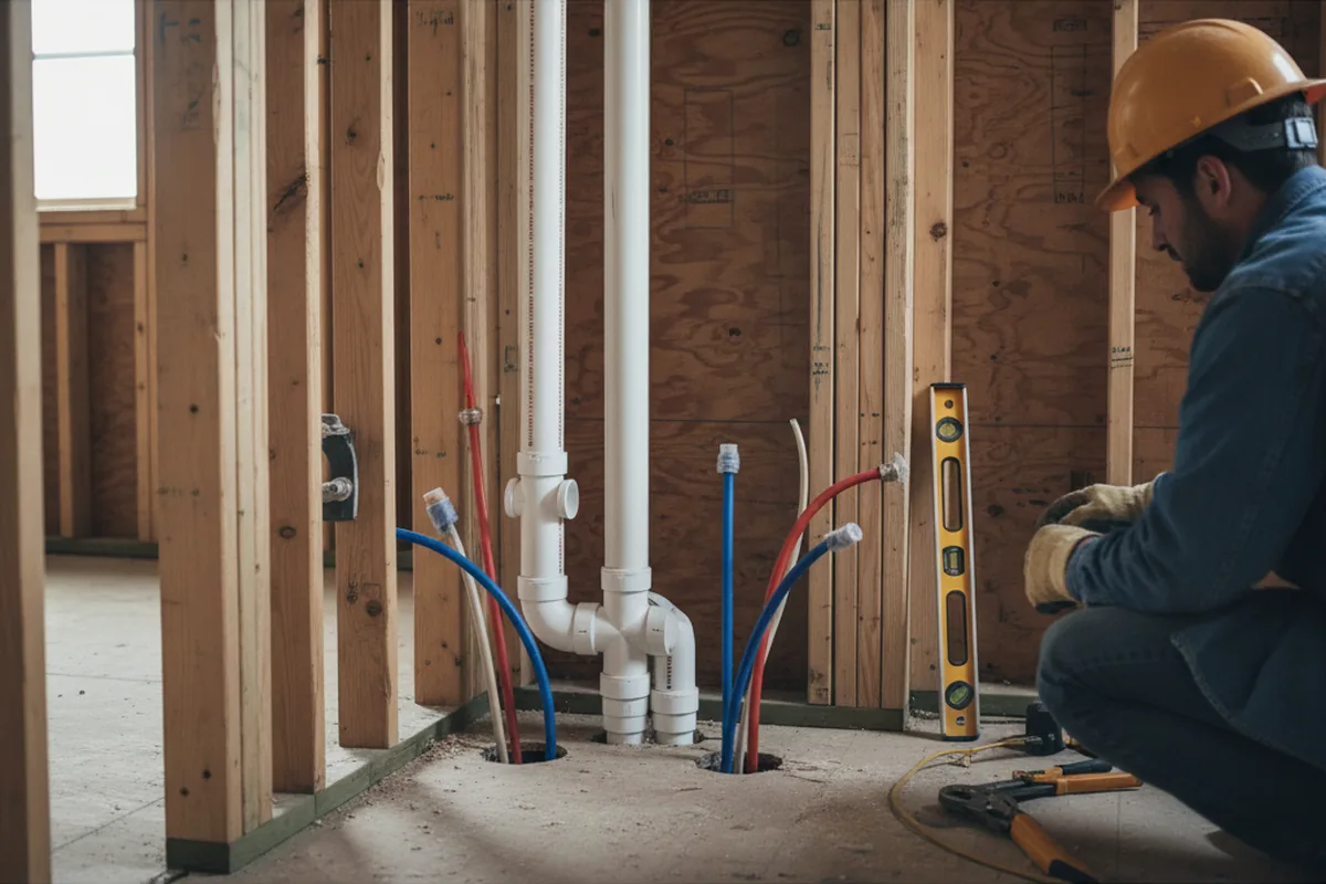 Drain and supply rough-in during Garbage Disposal Repair in East Boston