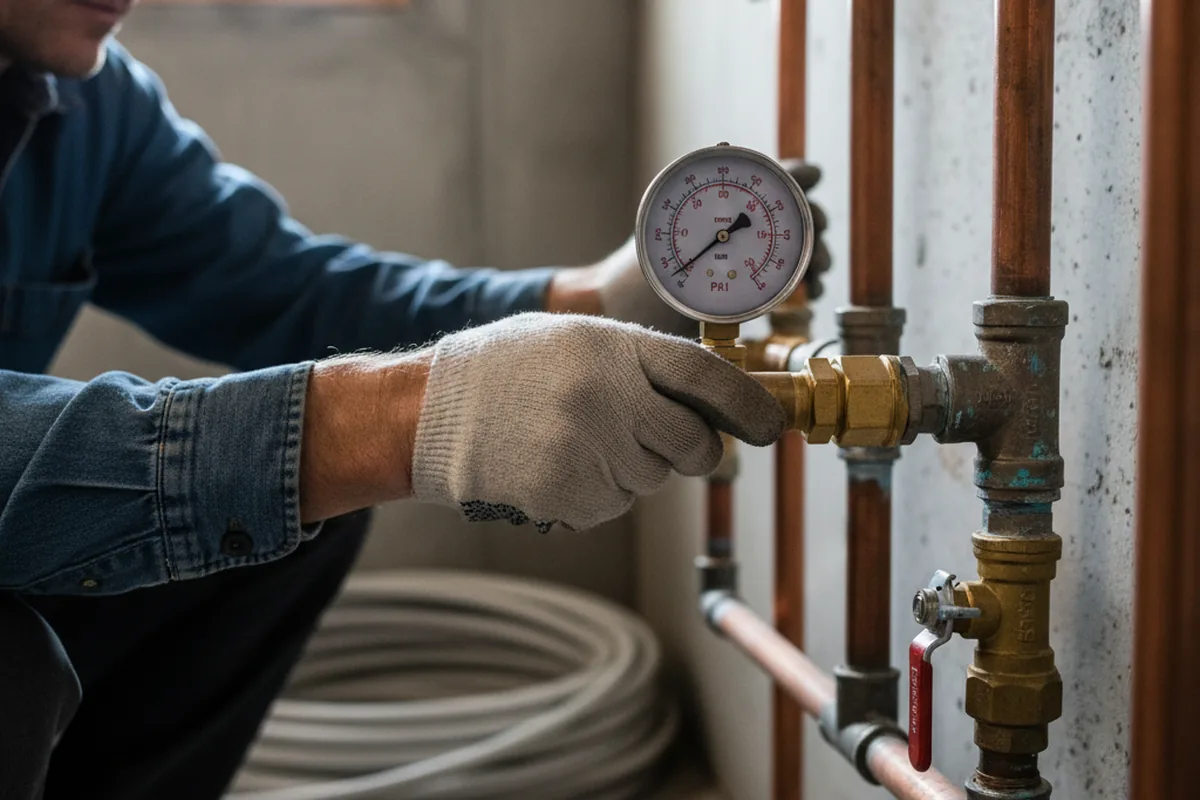 Pressure testing a repaired line during Water Line Repair in East Boston